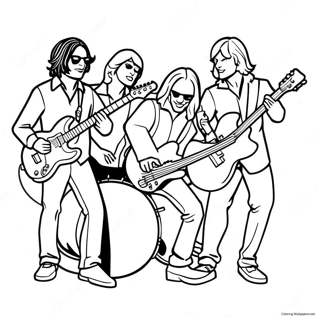 Rock N Roll Band On Stage Coloring Page 30615