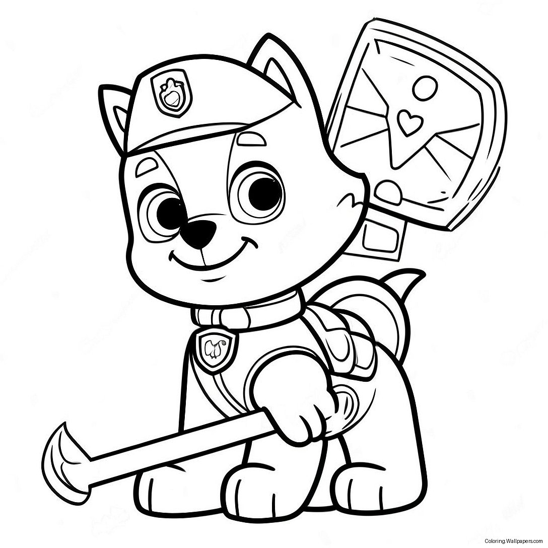 Pagina Da Colorare Di Rocky Della Paw Patrol Con Strumenti Da Costruzione 16337