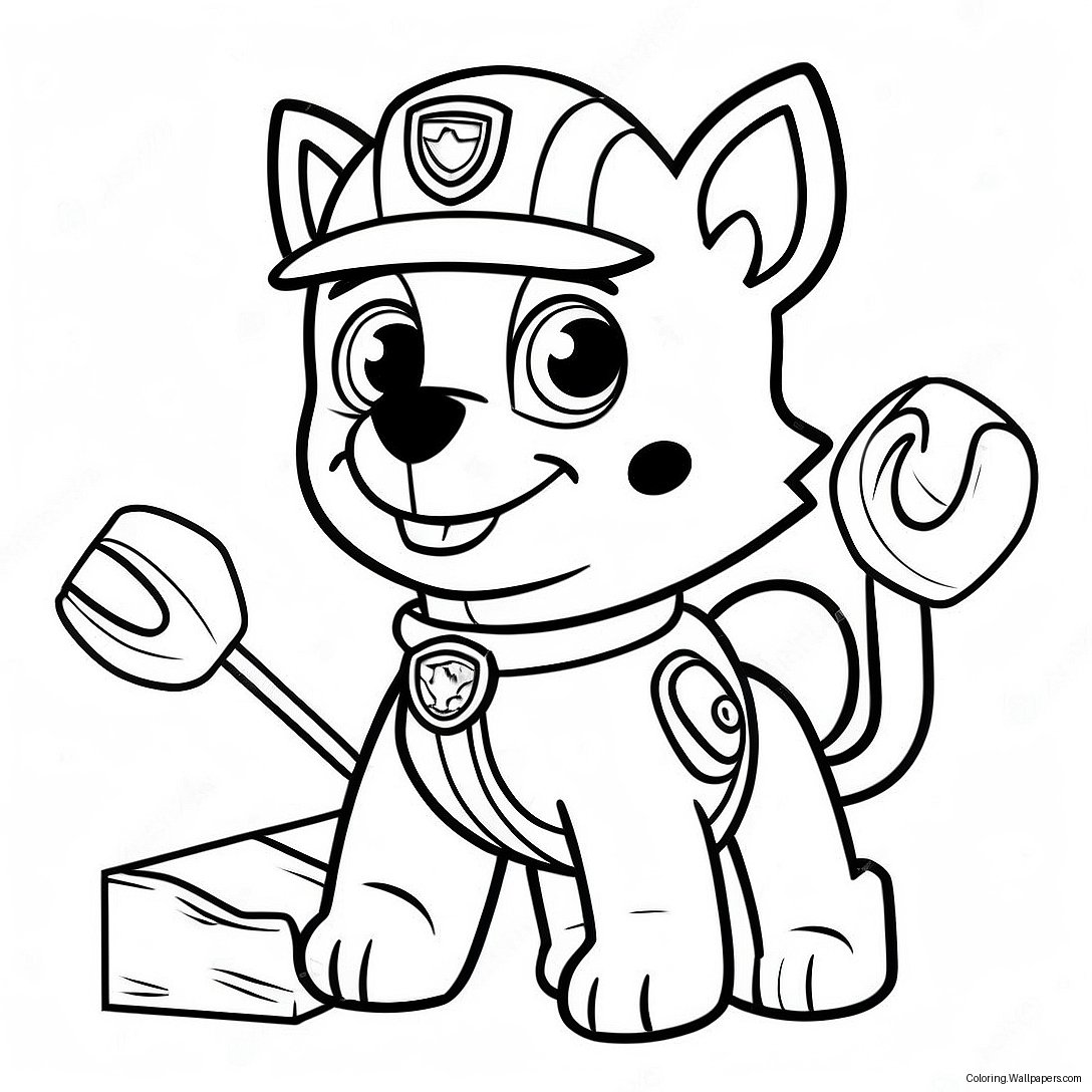 Página Para Colorear De Rocky De Paw Patrol Con Herramientas De Construcción 16339