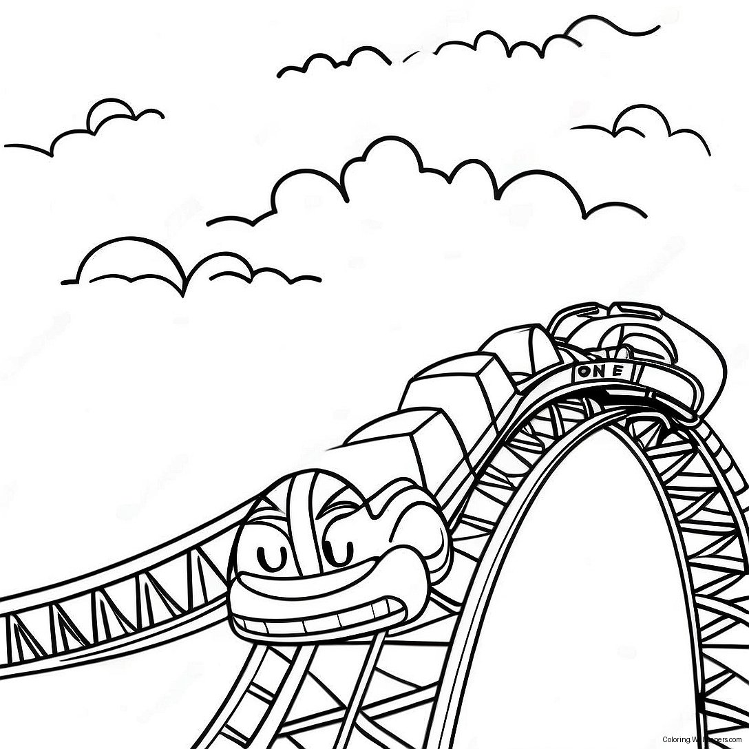 Roller Coaster Thrill Ride Coloring Page 58748