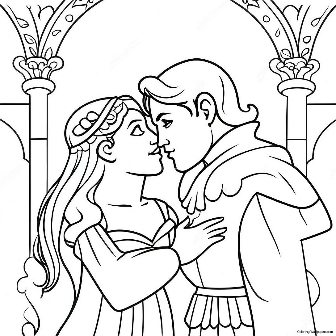 Página Para Colorear Romántica De Romeo Y Julieta 6011