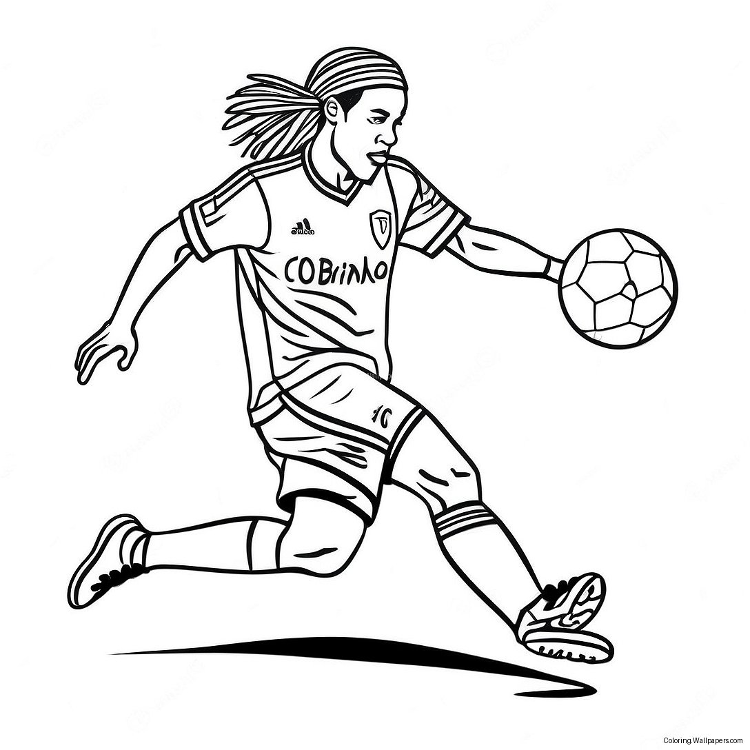 Ronaldinho Dribbling The Ball Coloring Page 15553