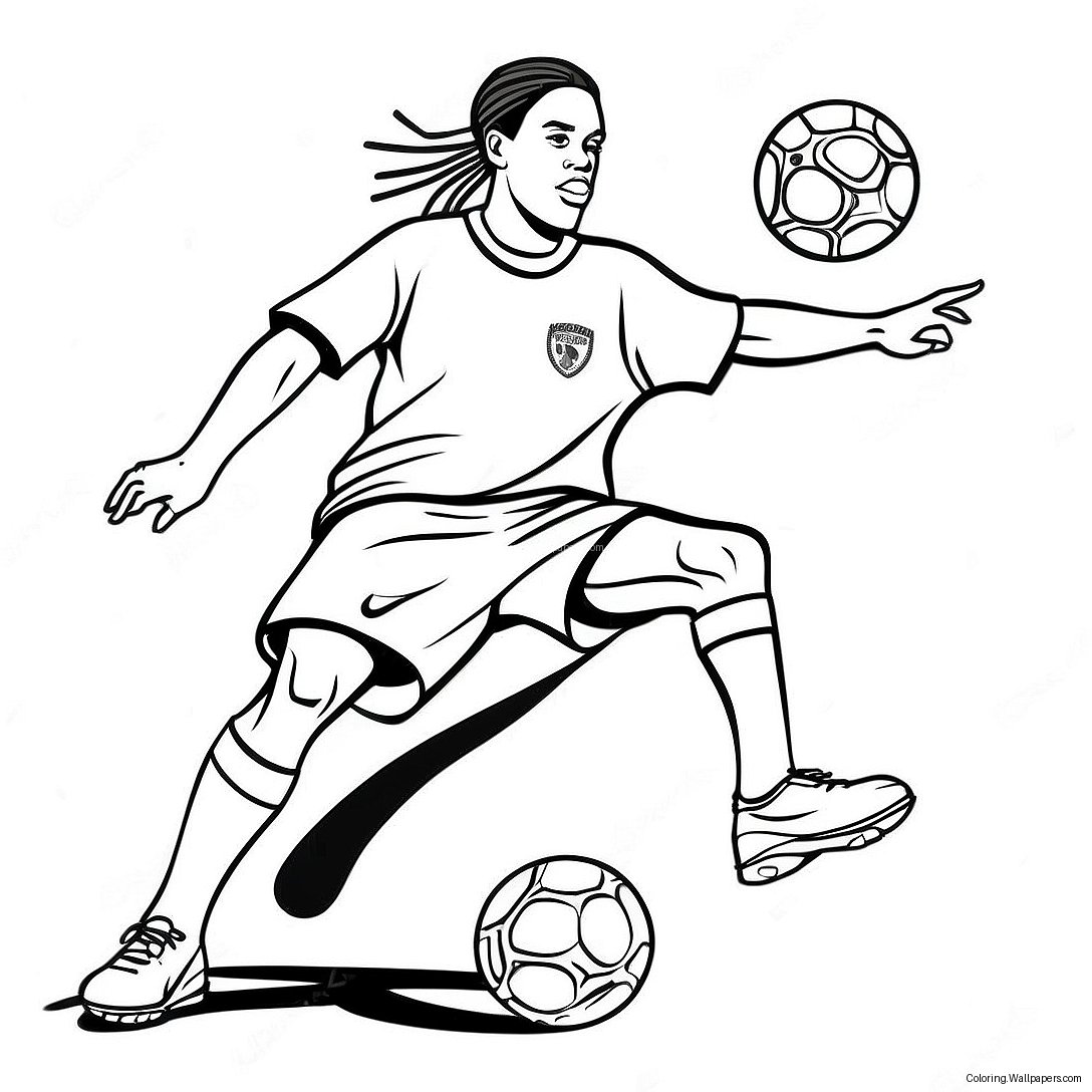 Ronaldinho Dribbling The Ball Coloring Page 15556