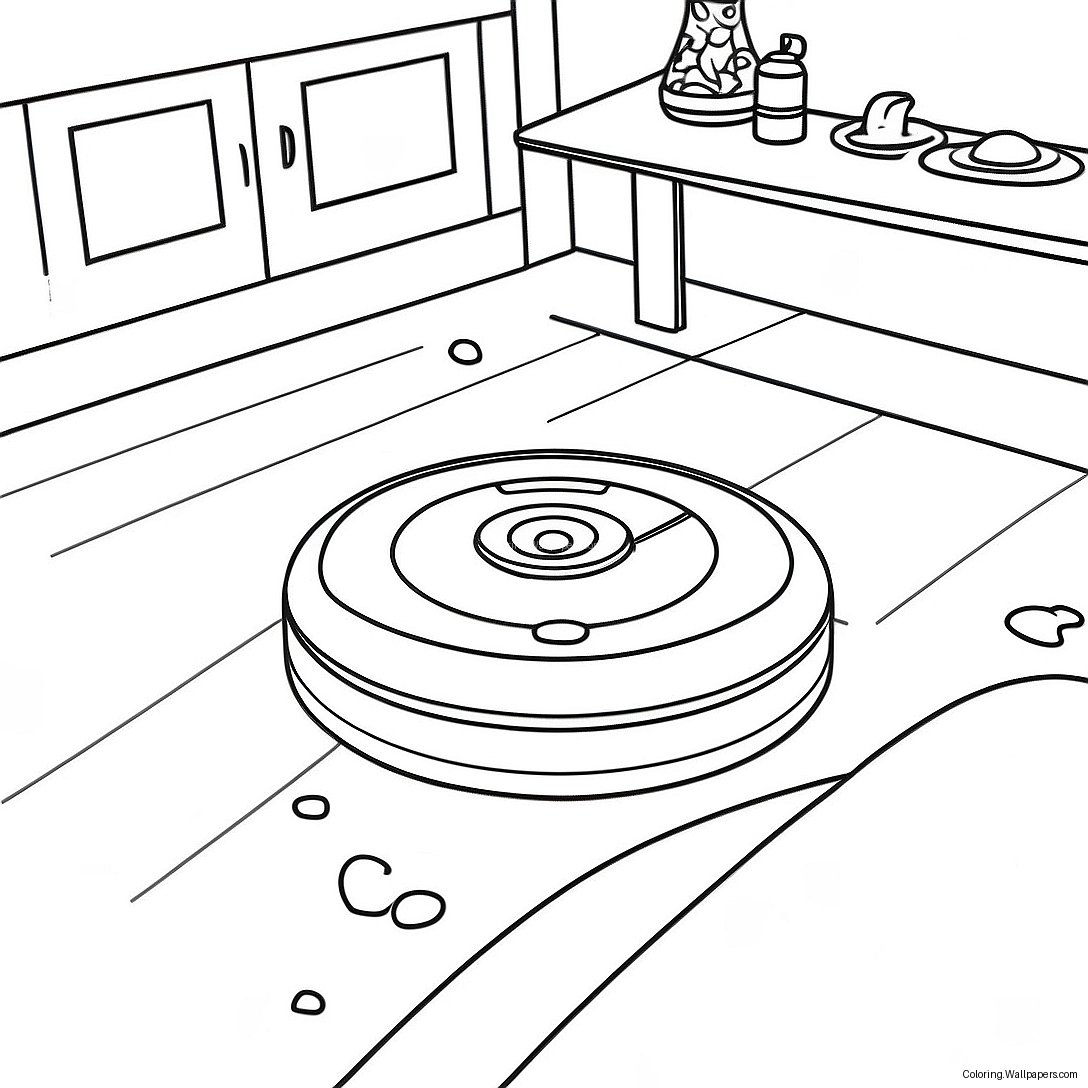 Pagina Da Colorare Del Roomba Che Pulisce Il Pavimento 37812