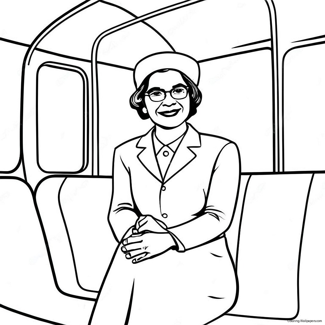 Rosa Parks Sitter På Bussen Färgläggningssida 26550