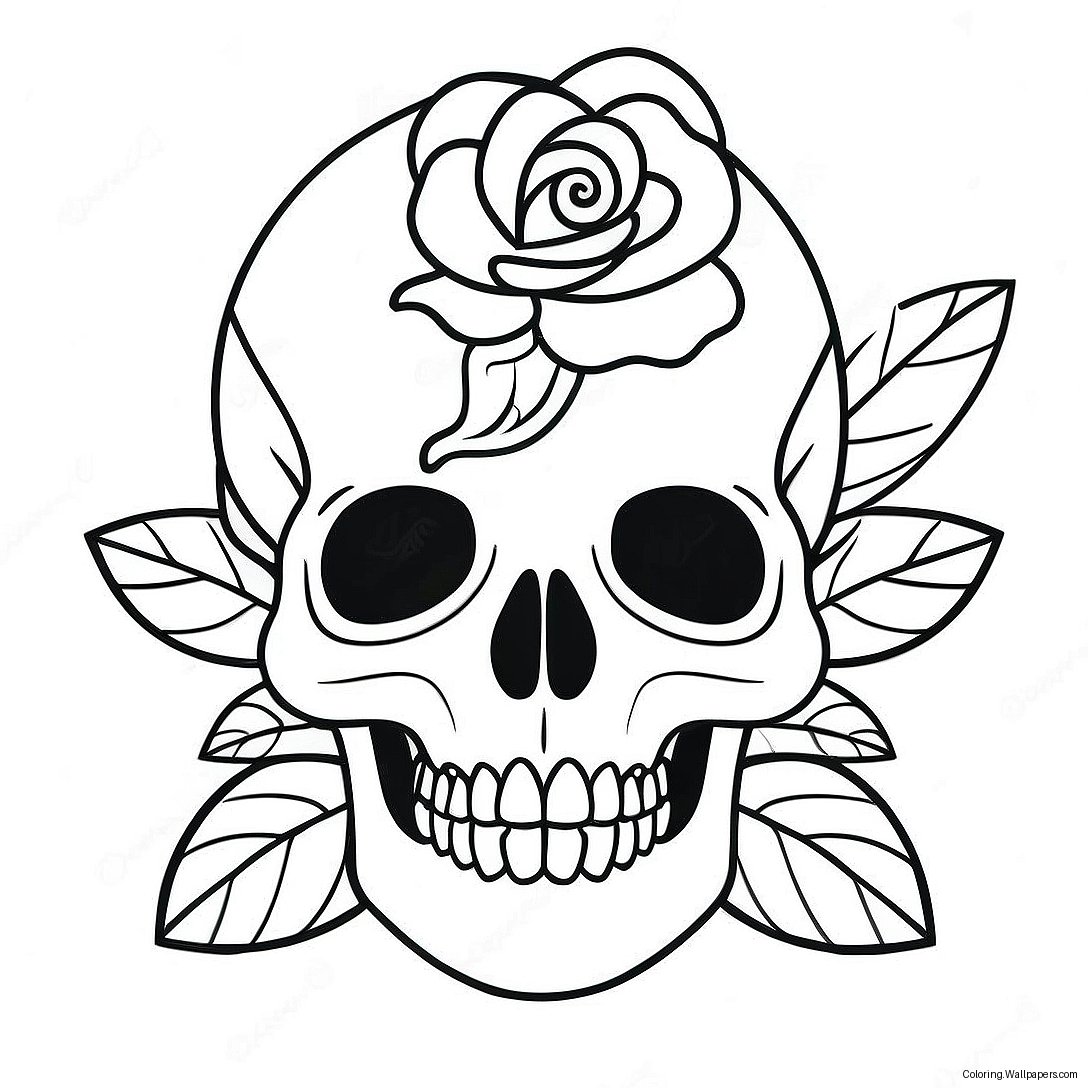 Rose Skull Coloring Page 3422