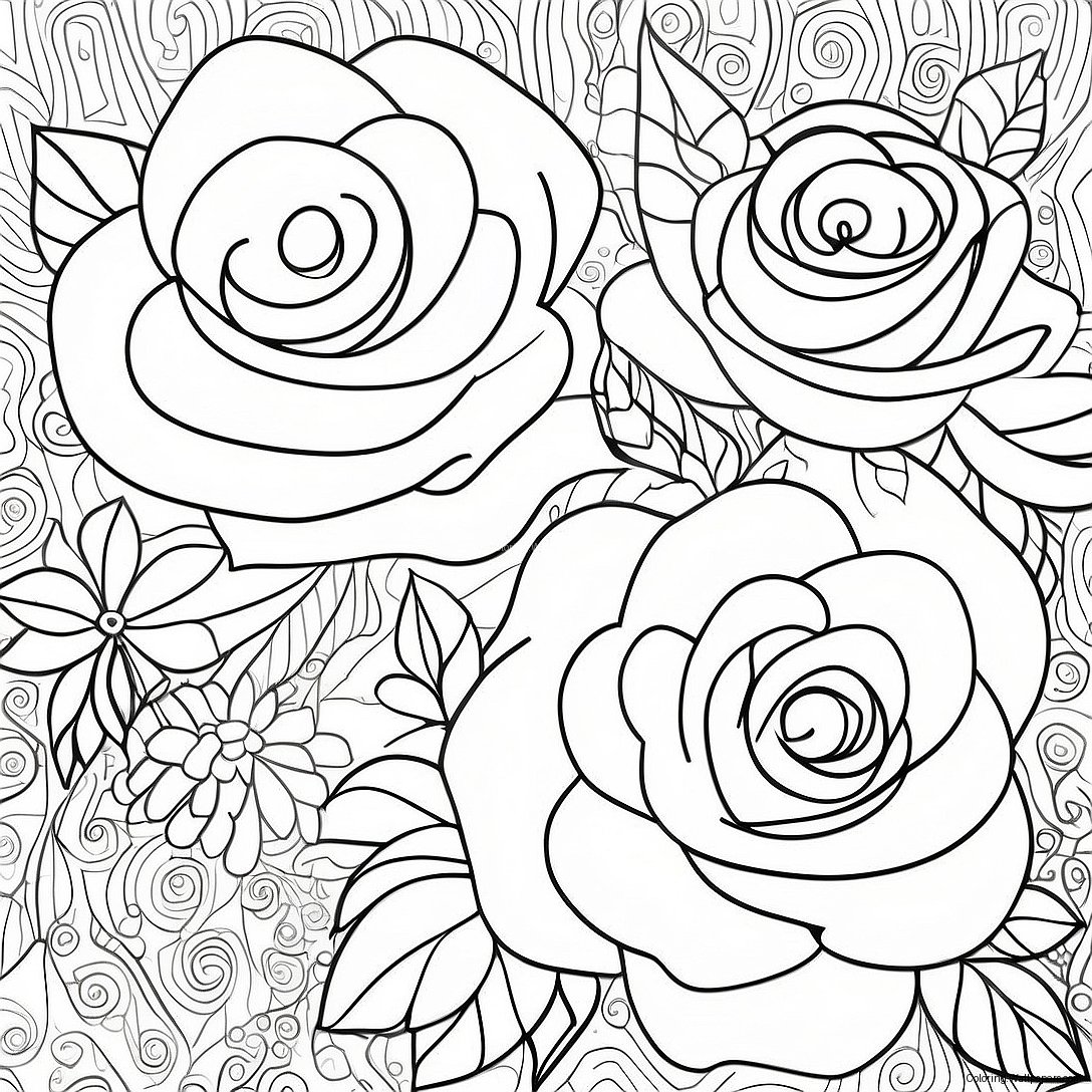 Roses Outline Coloring Page 35184