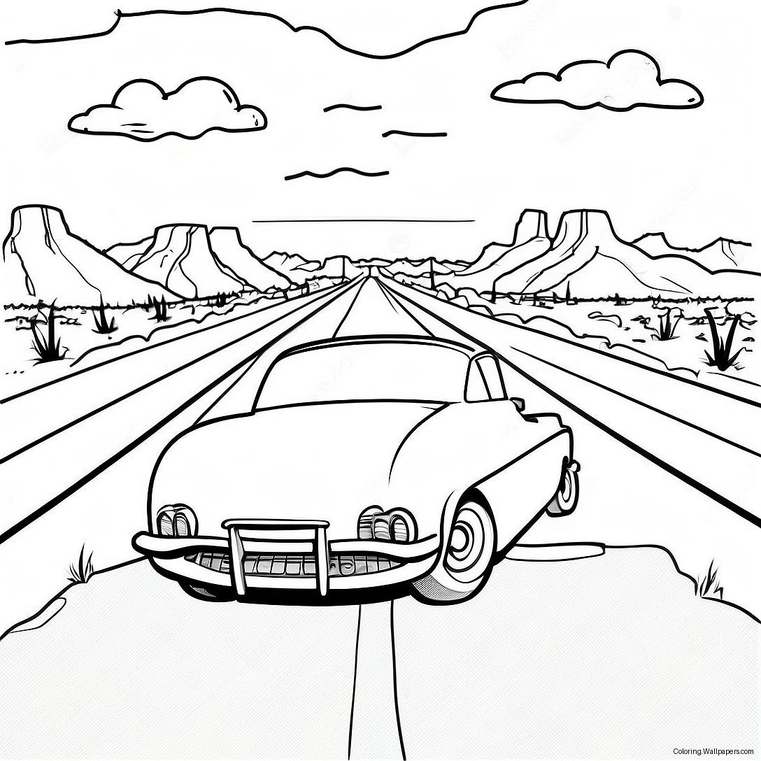 Route 66 Scenic View Coloring Page 50745