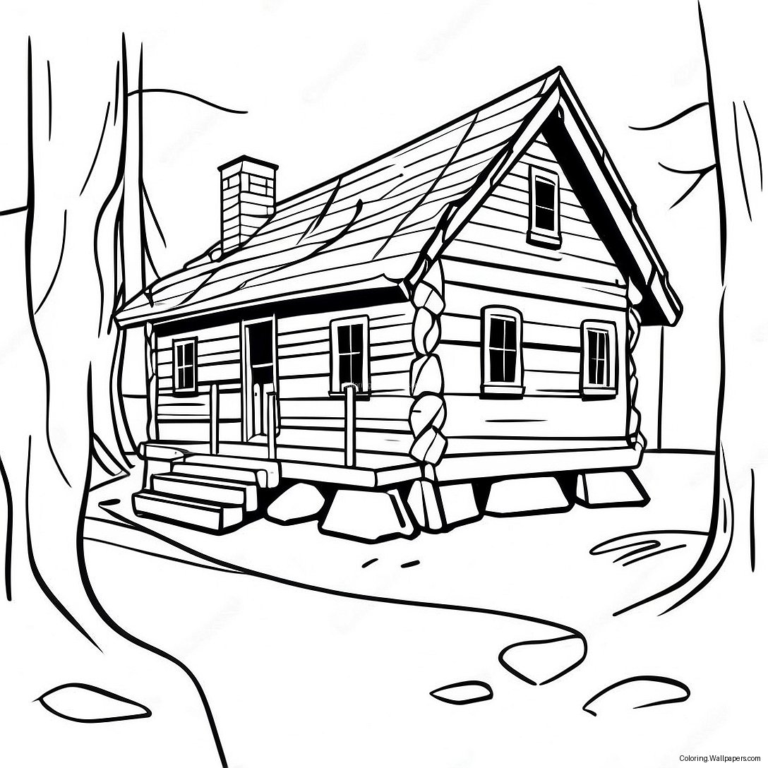 Page À Colorier D'une Cabane Rustique Dans Les Bois 50482