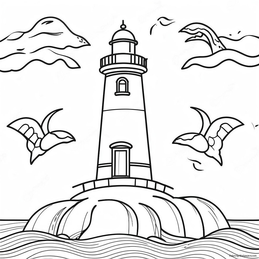 Page À Colorier Phare Rustique Avec Des Vagues 29261