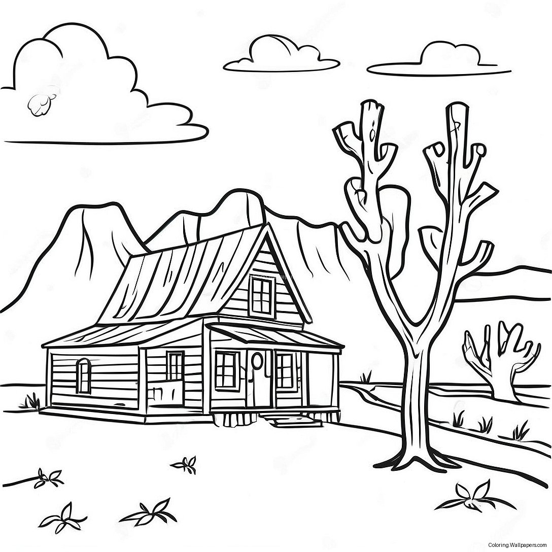 Rustic Western Landscape Coloring Page 56297