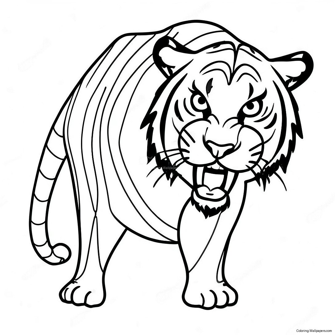 Saber Tooth Tiger Coloring Page 22384