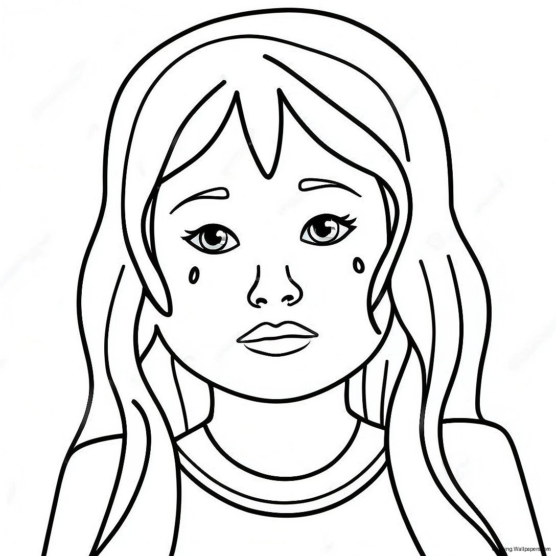 Sad Girl With Tears Coloring Page 33870