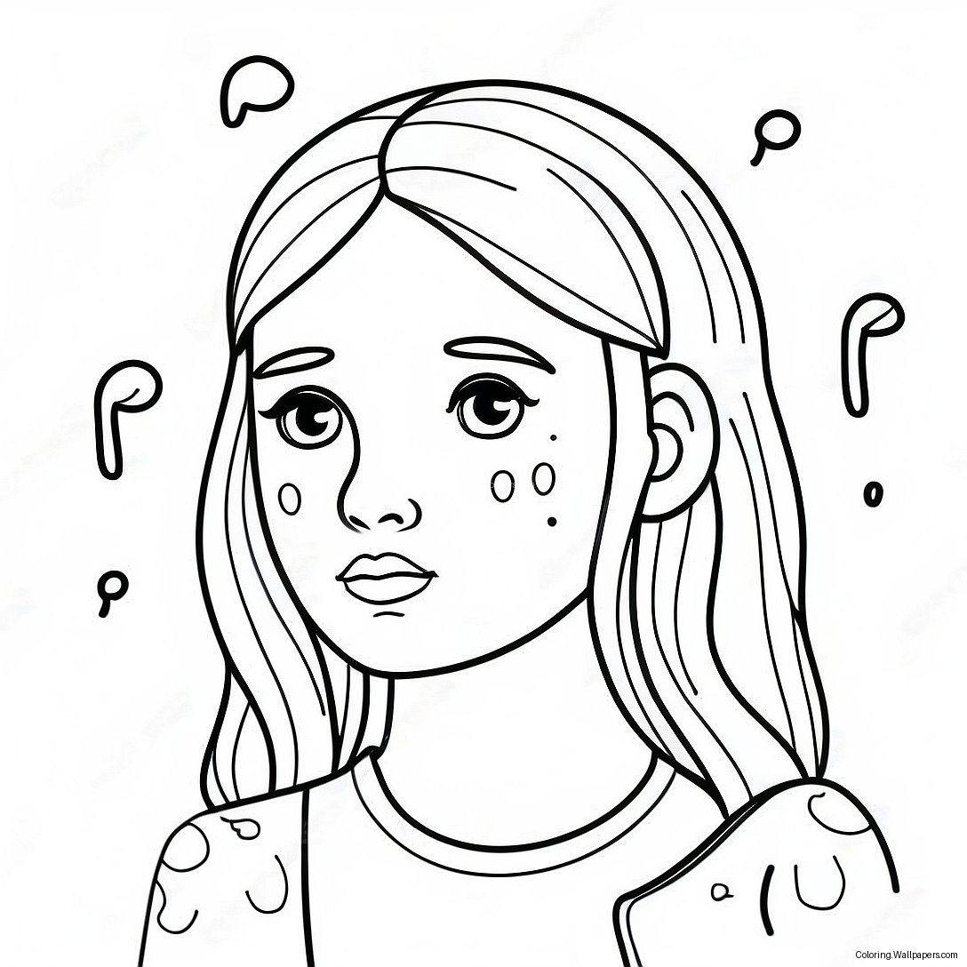 Sad Girl With Tears Coloring Page 33872