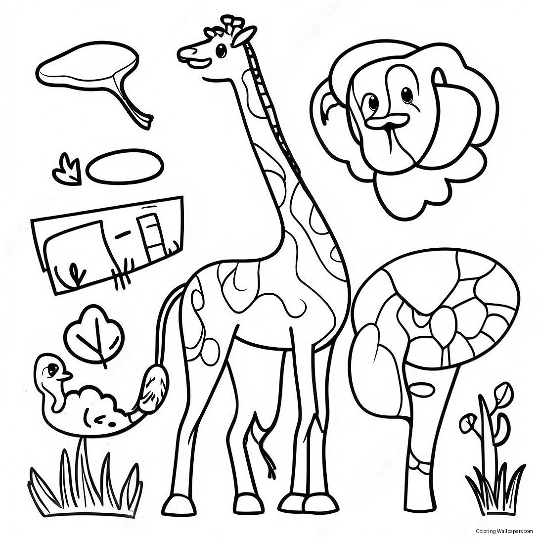 Safari Animals Coloring Page 4017