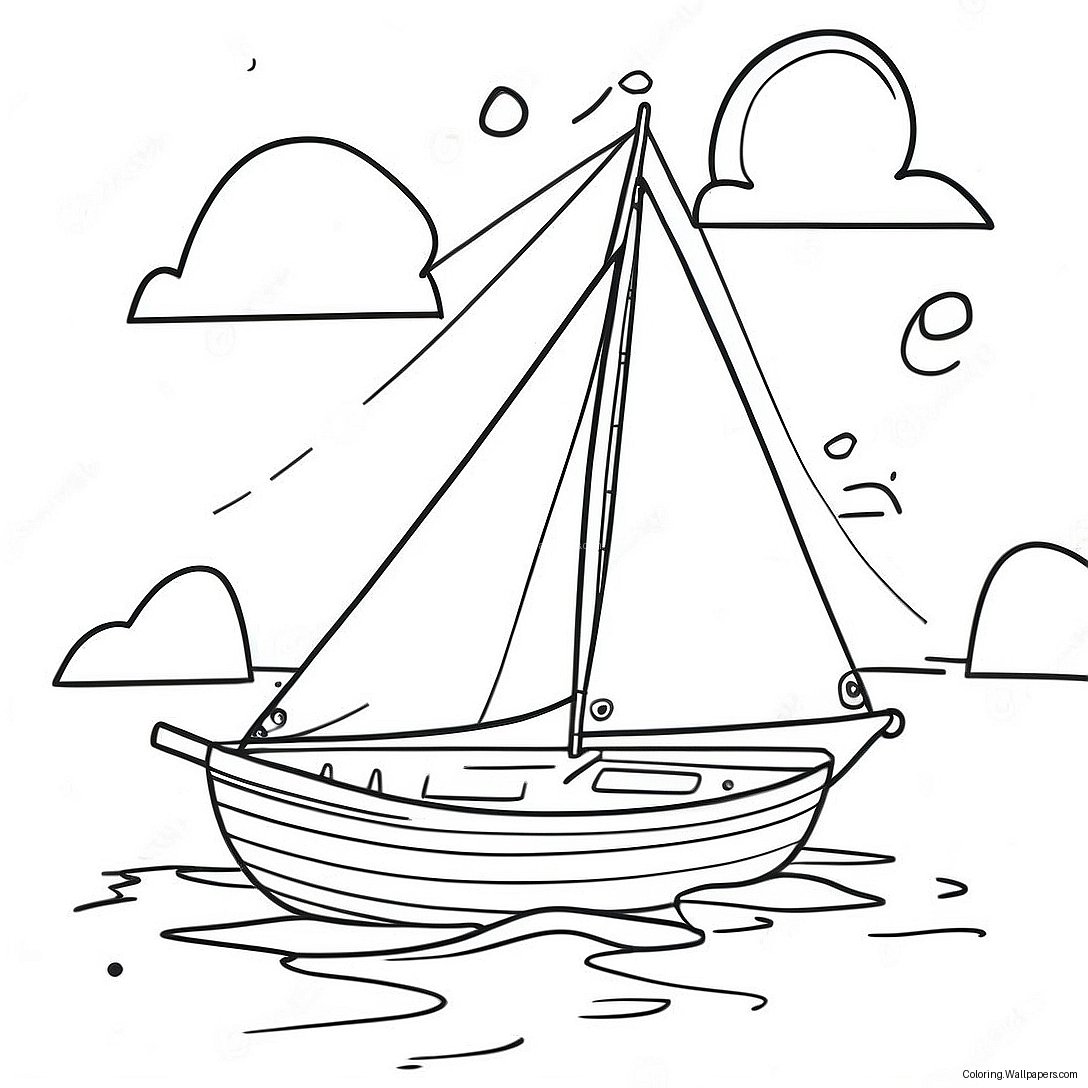 Sailboat On Calm Water Coloring Page 291