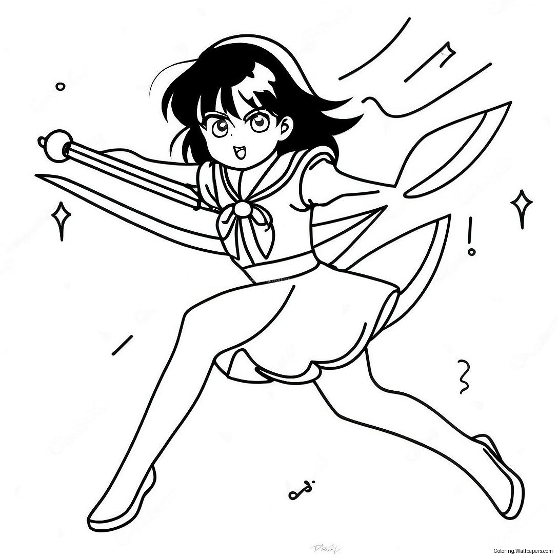 Sailor Saturn In Action Coloring Page 37348