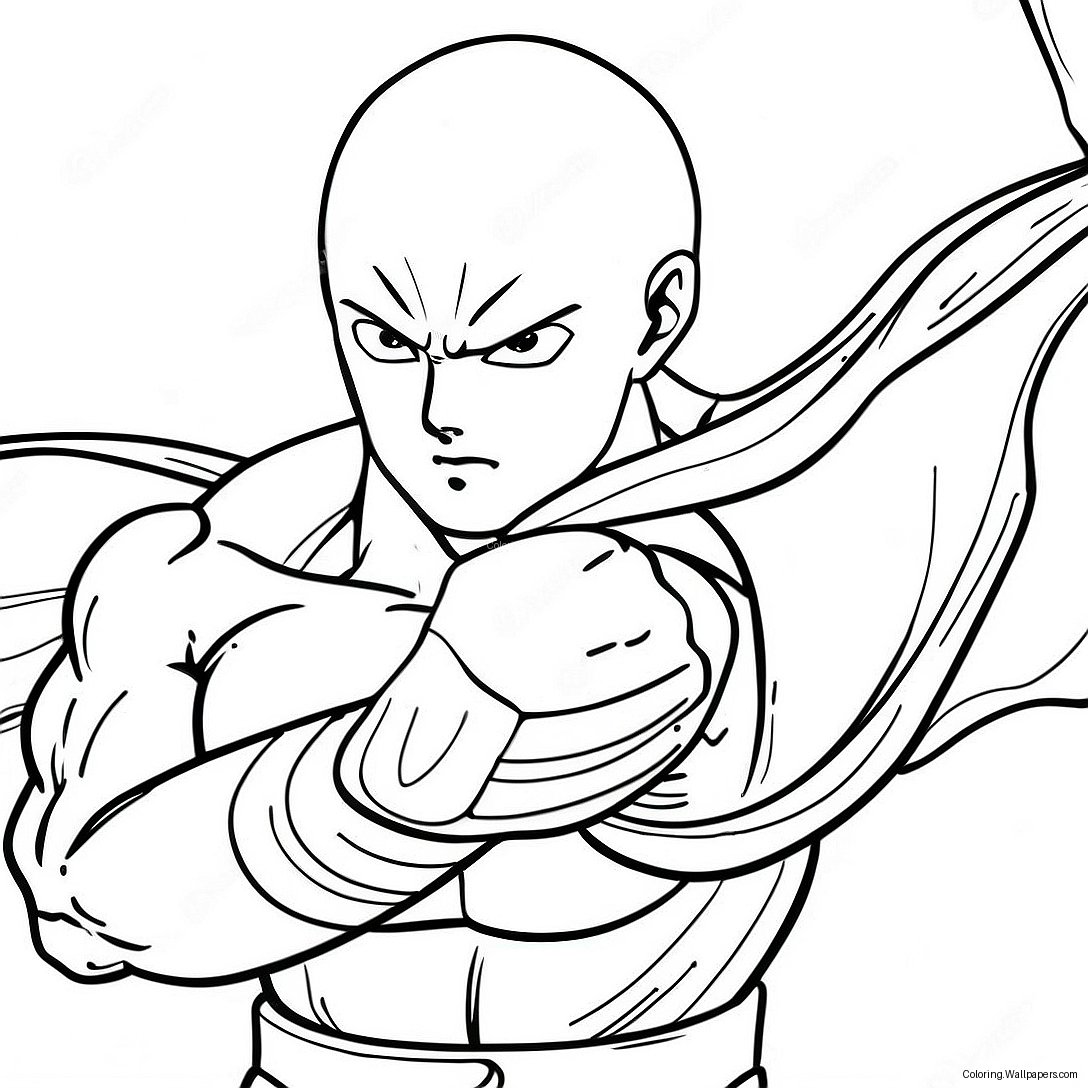 Saitama In Action Coloring Page 7332