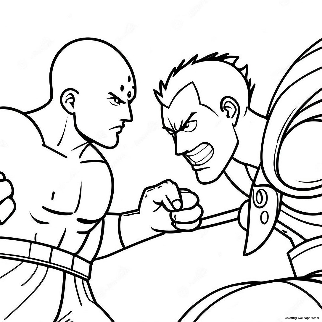 Saitama Vs Garou Intense Battle Coloring Page 34567