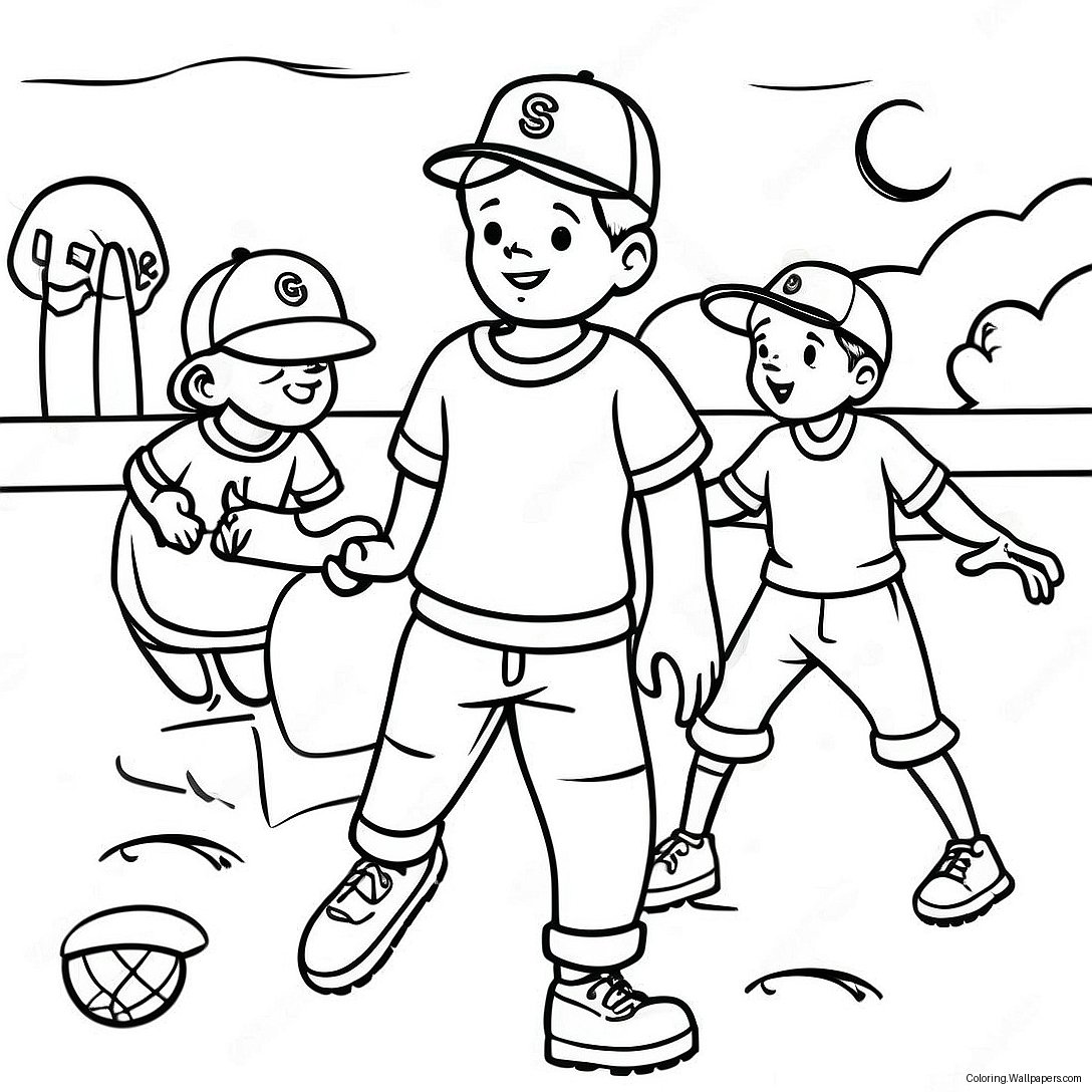 Pagina Da Colorare Dei Bambini Del Sandlot Che Giocano A Baseball 46271