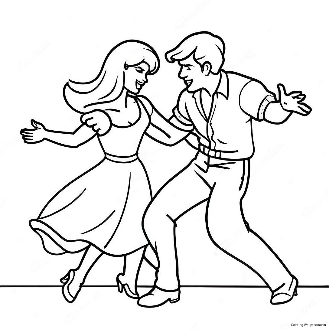 Sandy And Danny Dancing Coloring Page 42072