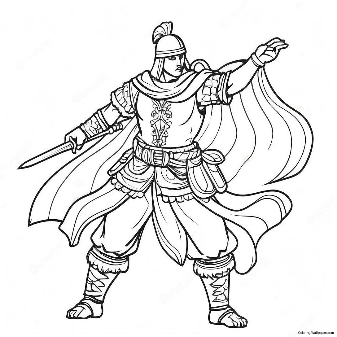 Sanemi In Battle Pose Coloring Page 36130