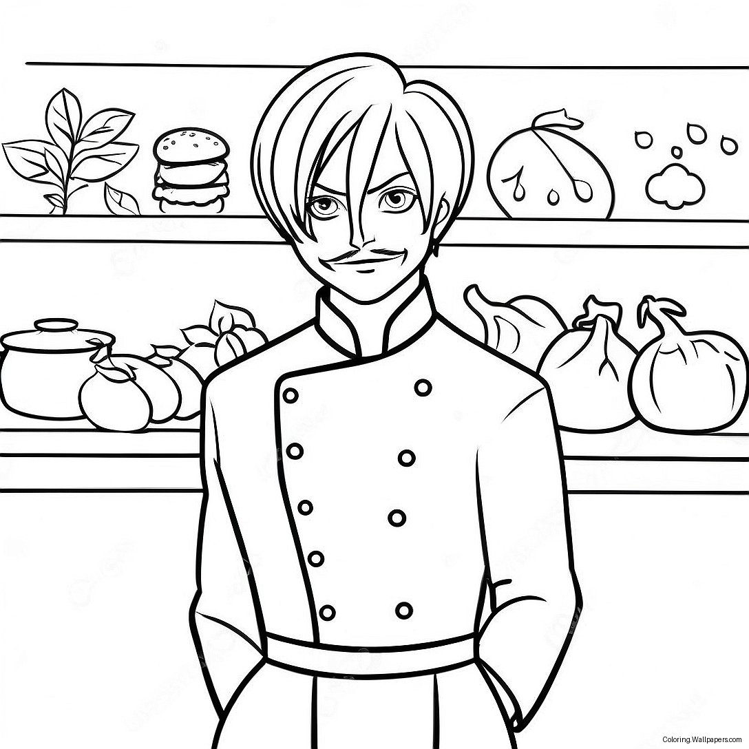 Página Para Colorir De Sanji Em Traje De Chef Estiloso 17410