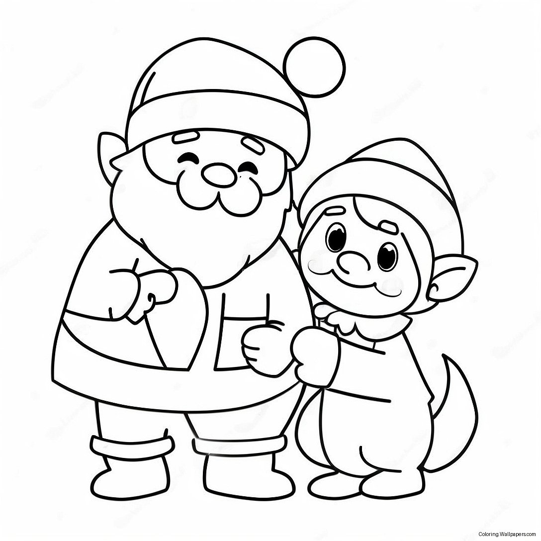 Santa And Elf Coloring Page 21830