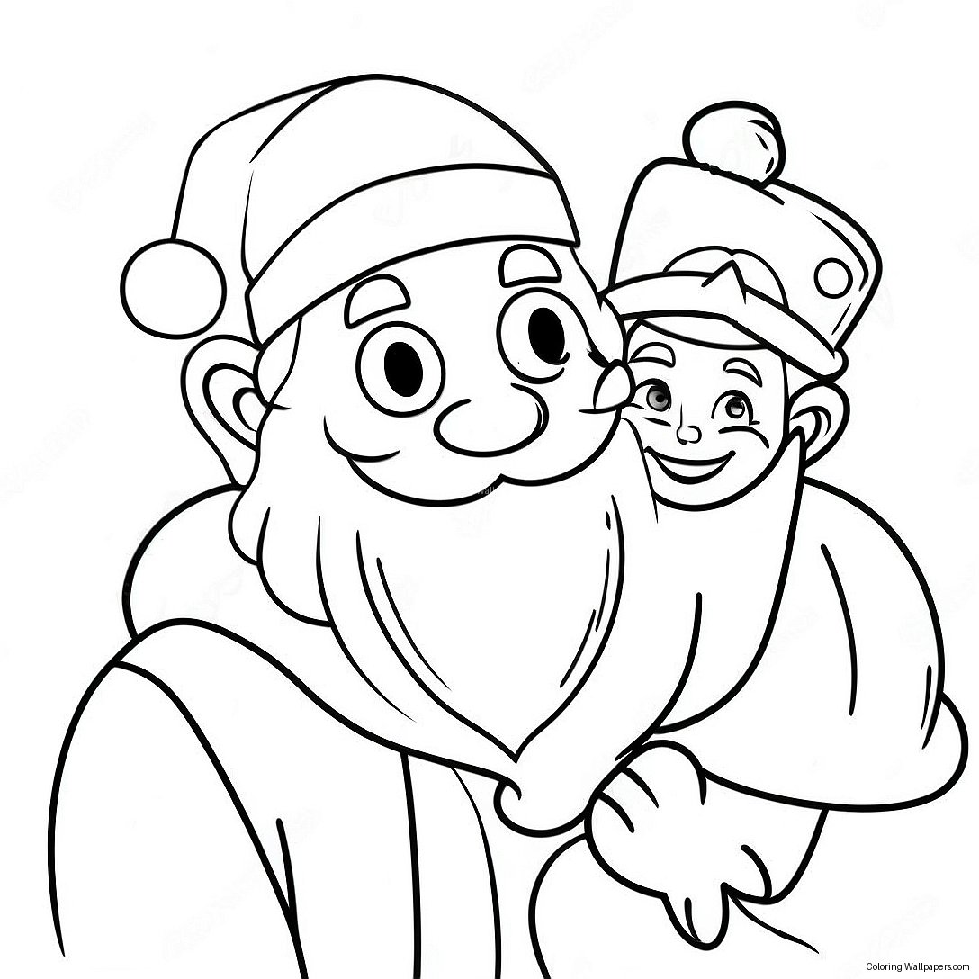 Santa Ve Elf Boyama Sayfası 21831