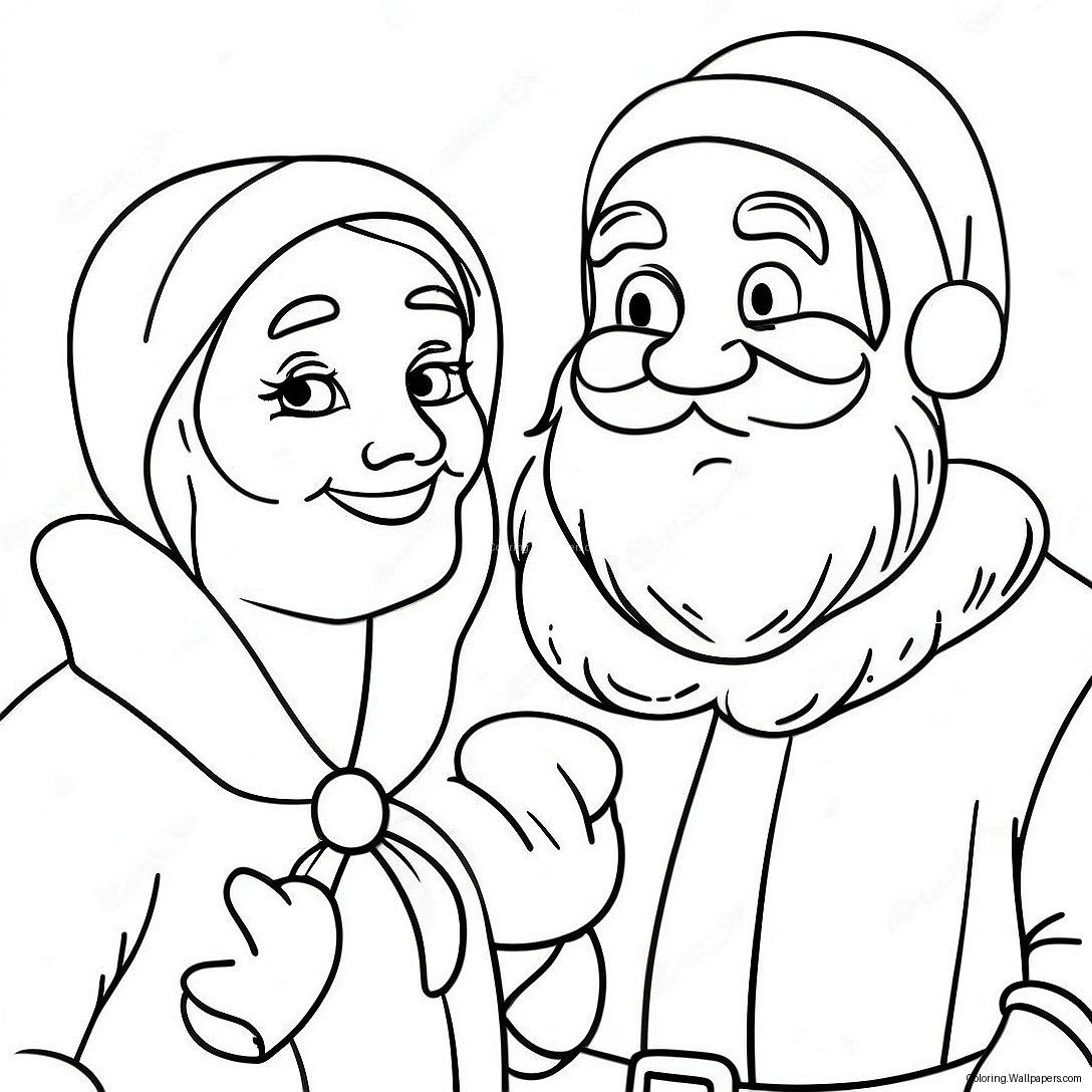 Santa Claus And Mrs. Claus Coloring Page 49144