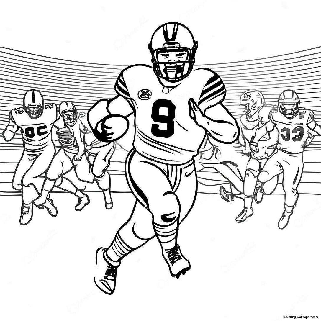 Saquon Barkley Running With Football Coloring Page 15245