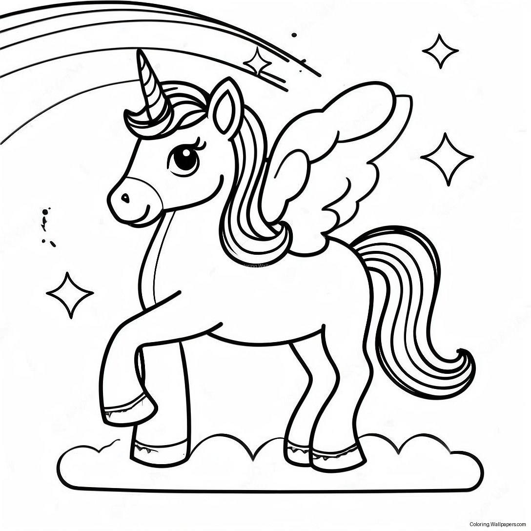 Sassy Unicorn With A Rainbow Coloring Page 52161