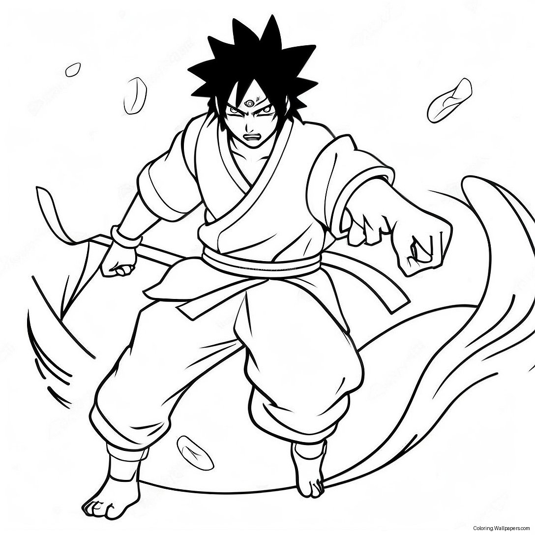 Sasuke Uchiha I Aktion Målarbild 3024