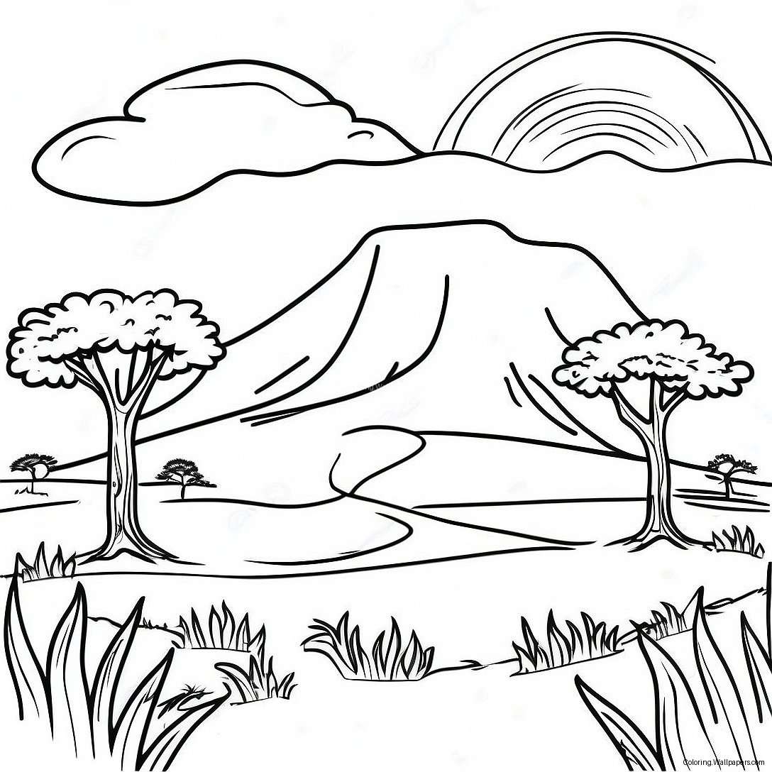 Savanna Landscape Coloring Page 24661