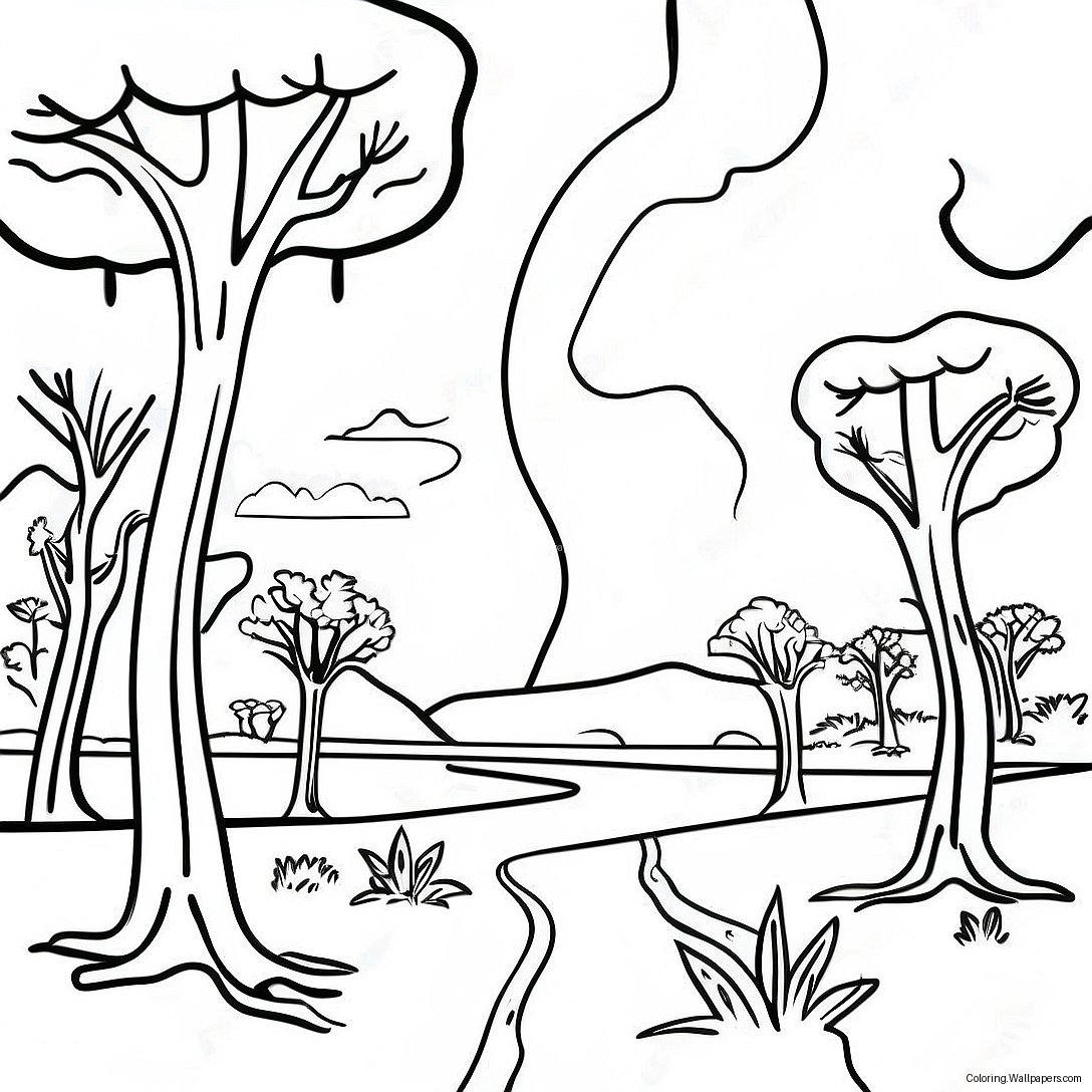 Savanna Landscape Coloring Page 24663