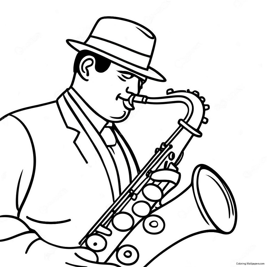 Saxophonist Playing Jazz Coloring Page 11434