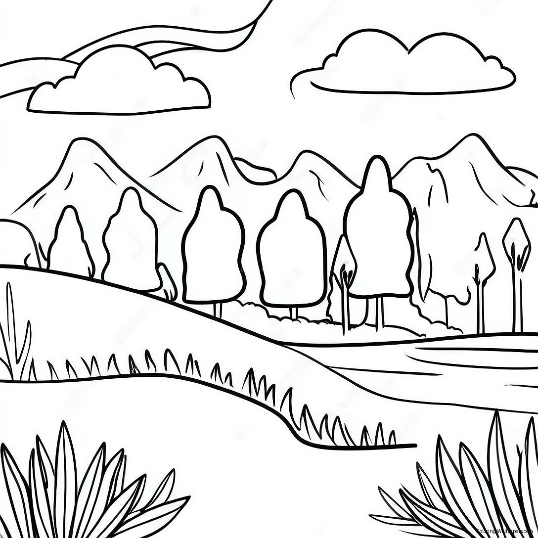 Scandinavian Landscape Coloring Page 55855