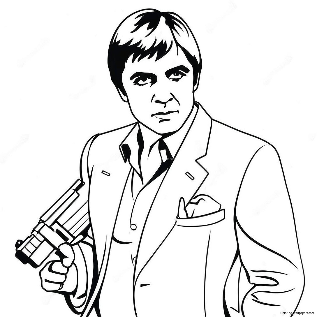 Página Para Colorear De Scarface Con Arma 27309