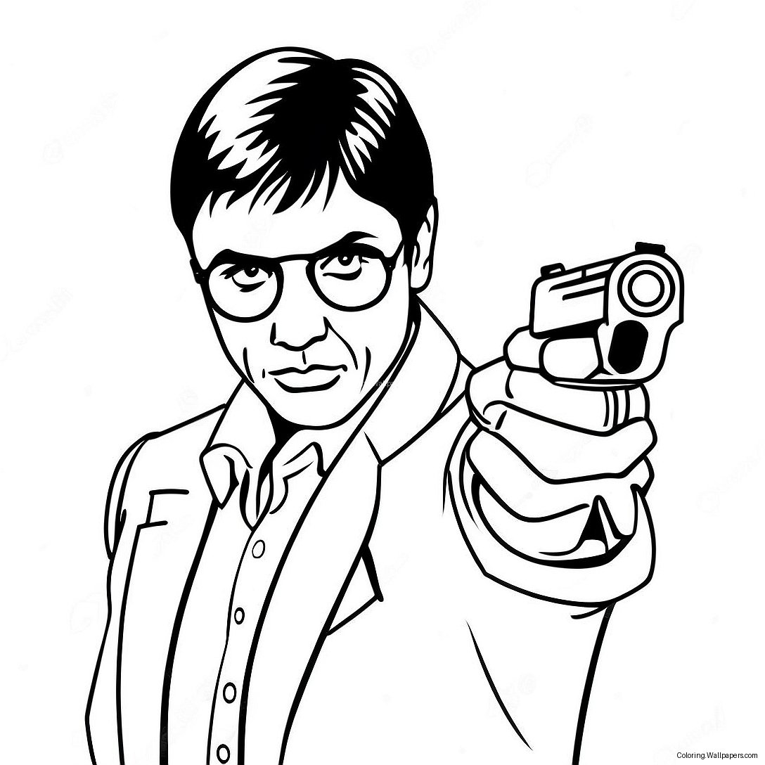 Scarface With Gun Coloring Page 27310