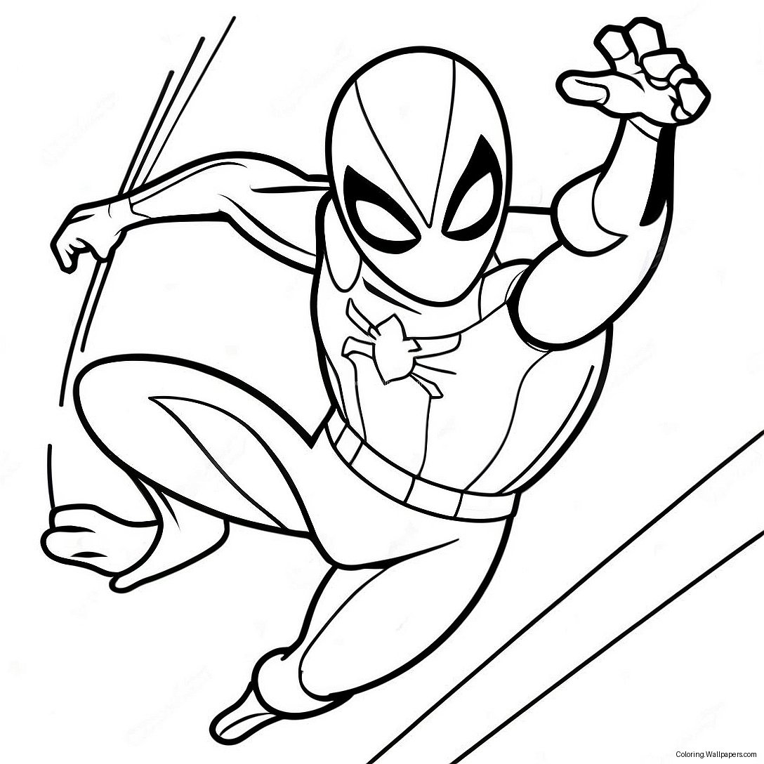 Scarlet Spider Action Pose Coloring Page 44087