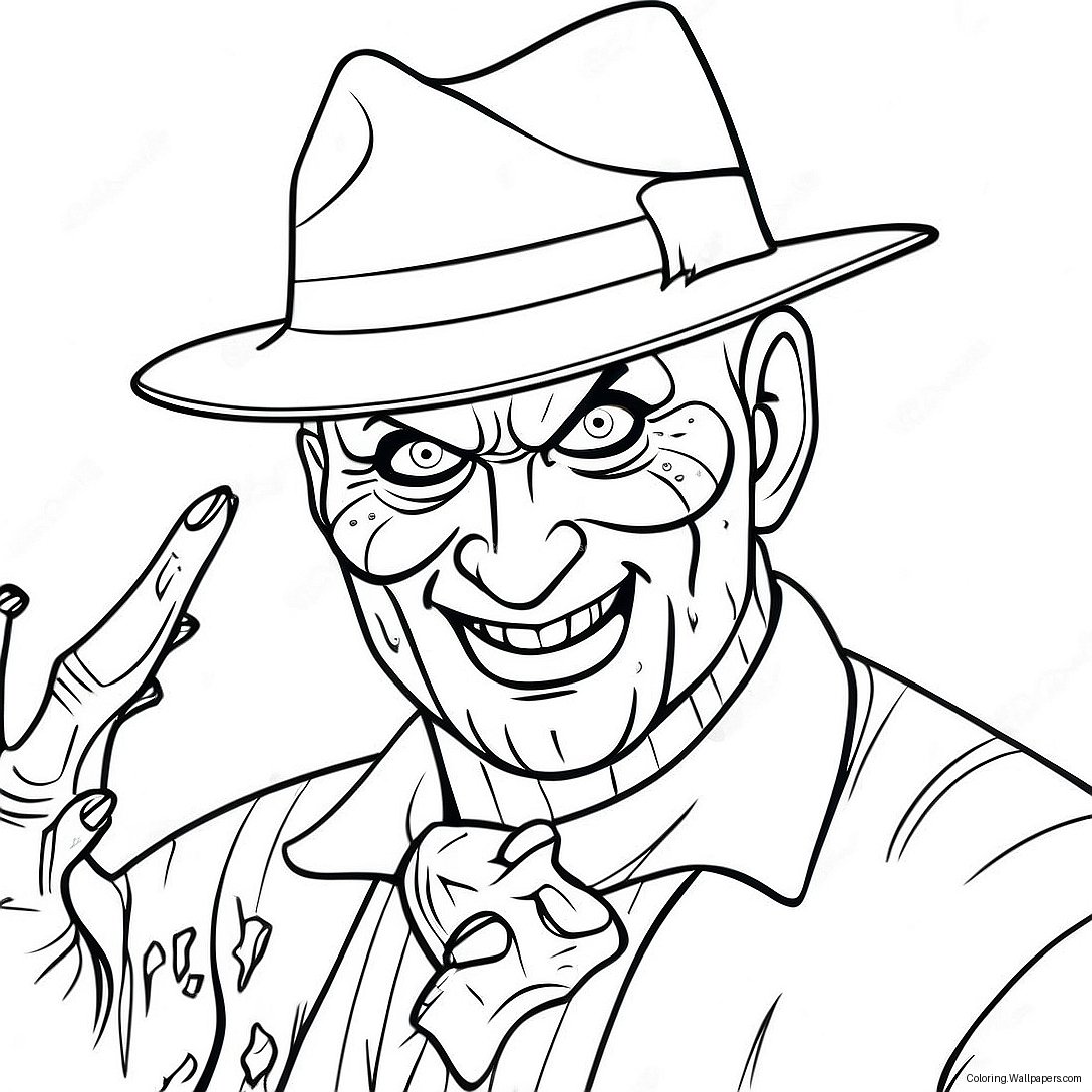 Scary Freddy Krueger Nightmare Coloring Page 42874