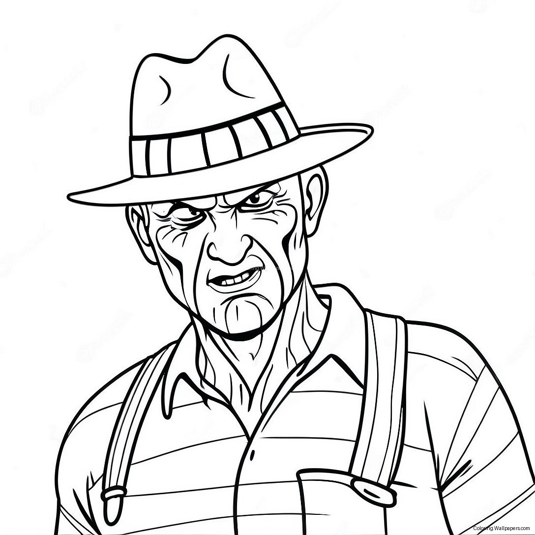 Scary Freddy Krueger Nightmare Coloring Page 42875