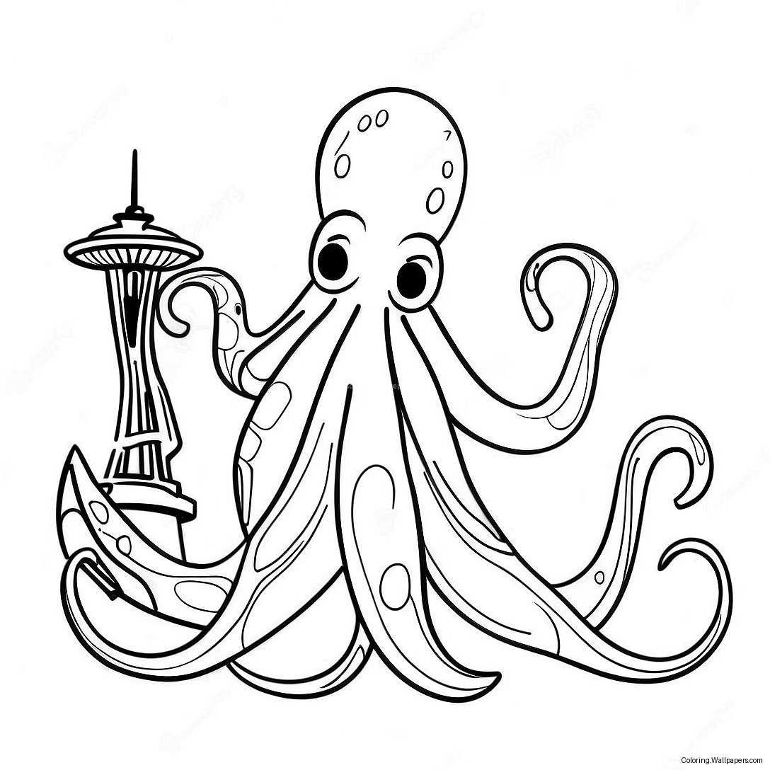 Seattle Kraken Maskot Färgläggningssida 31120