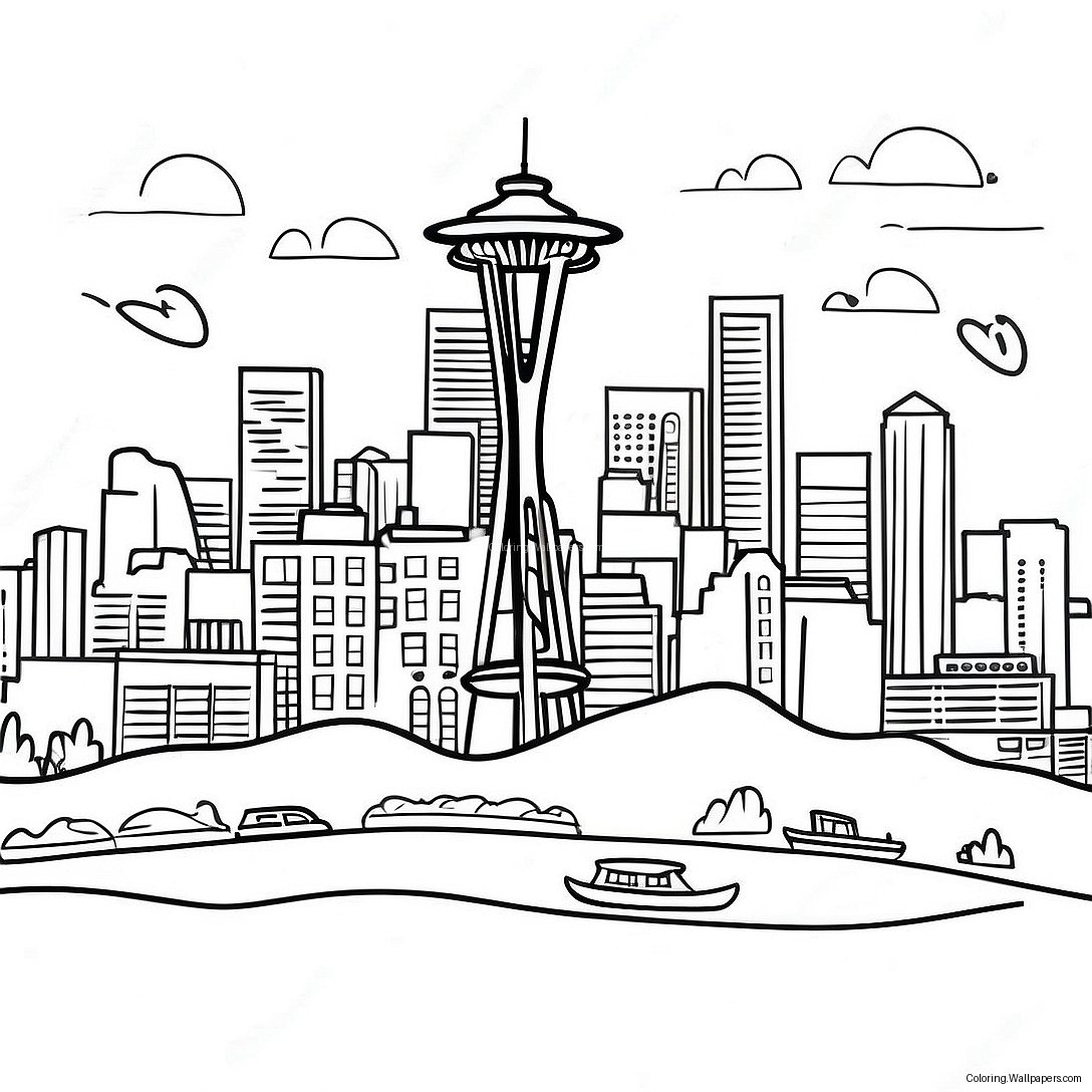 Seattle Skyline Coloring Page 41997