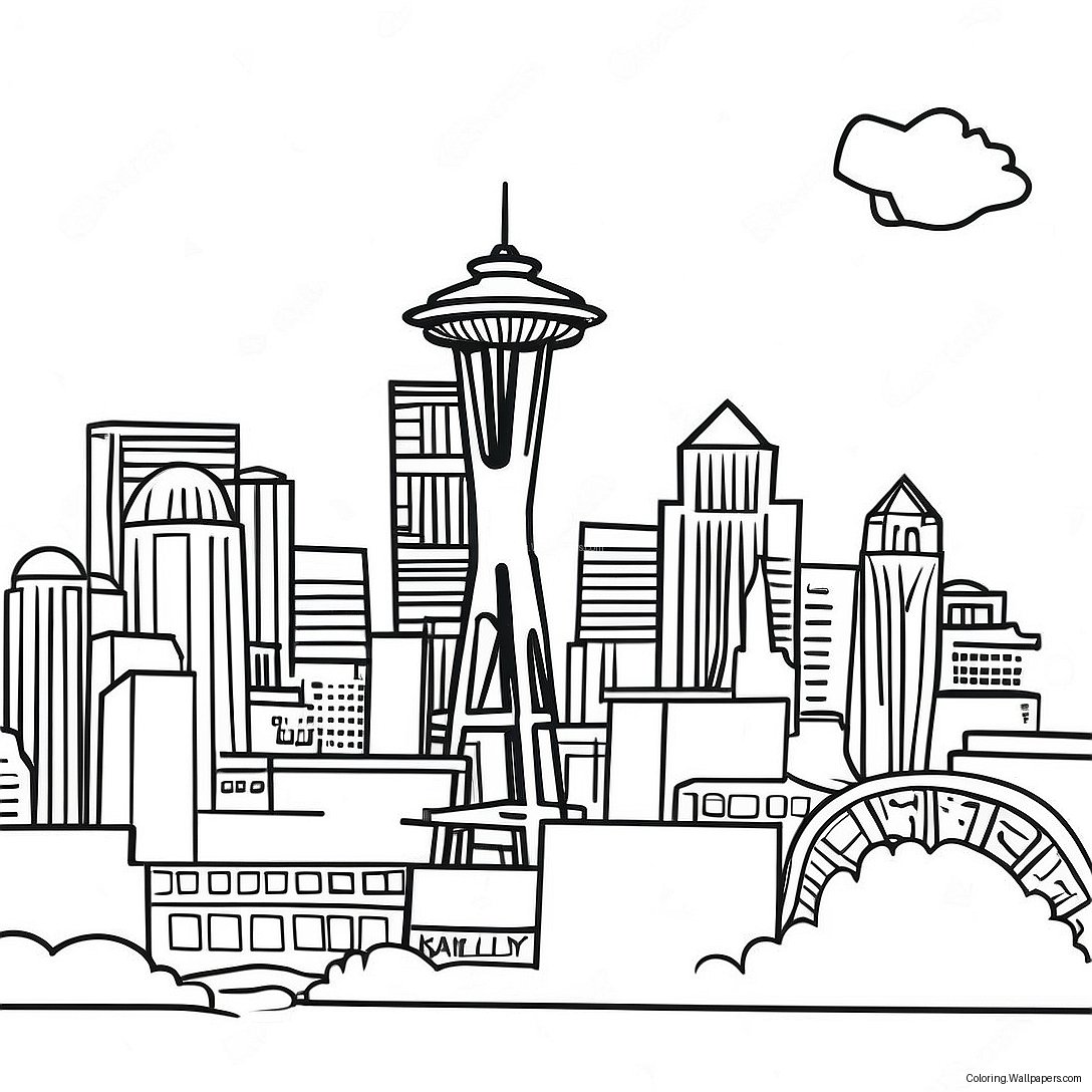 Seattle Skyline Coloring Page 41998