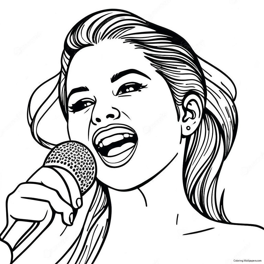 Selena Gomez Singing On Stage Coloring Page 21399
