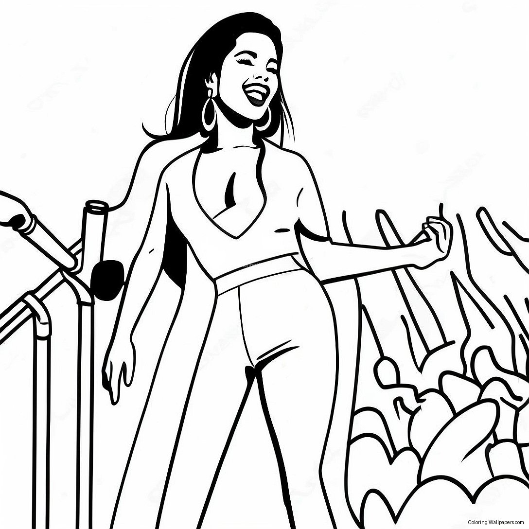 Selena Quintanilla Performing On Stage Coloring Page (8941-7113)