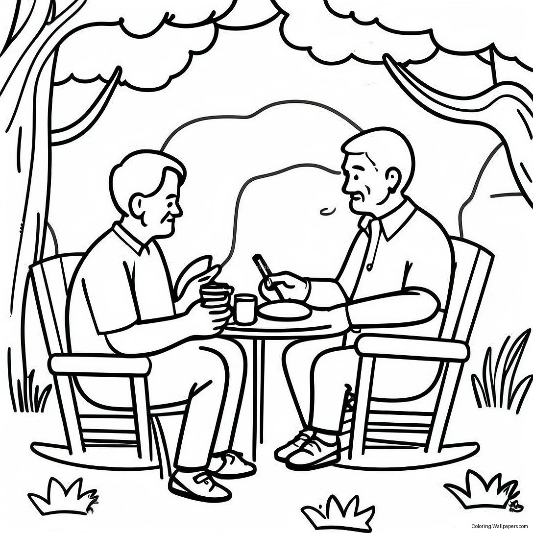 Seniors Relaxing In Nature Coloring Page 1321