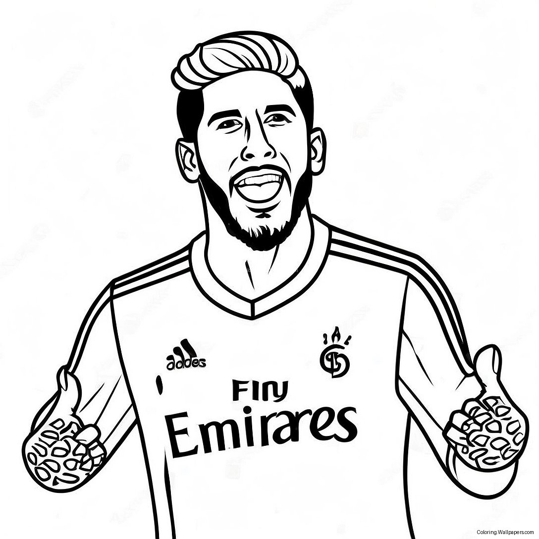 Sergio Ramos Celebrating A Goal Coloring Page 45214