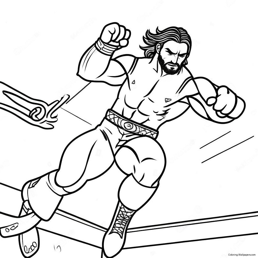 Pagina Da Colorare Di Seth Rollins In Azione Acrobatica 34609